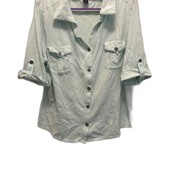 Style & Co Button Down Blouse Mint Green Size XXL EUC - Picture 6 of 9